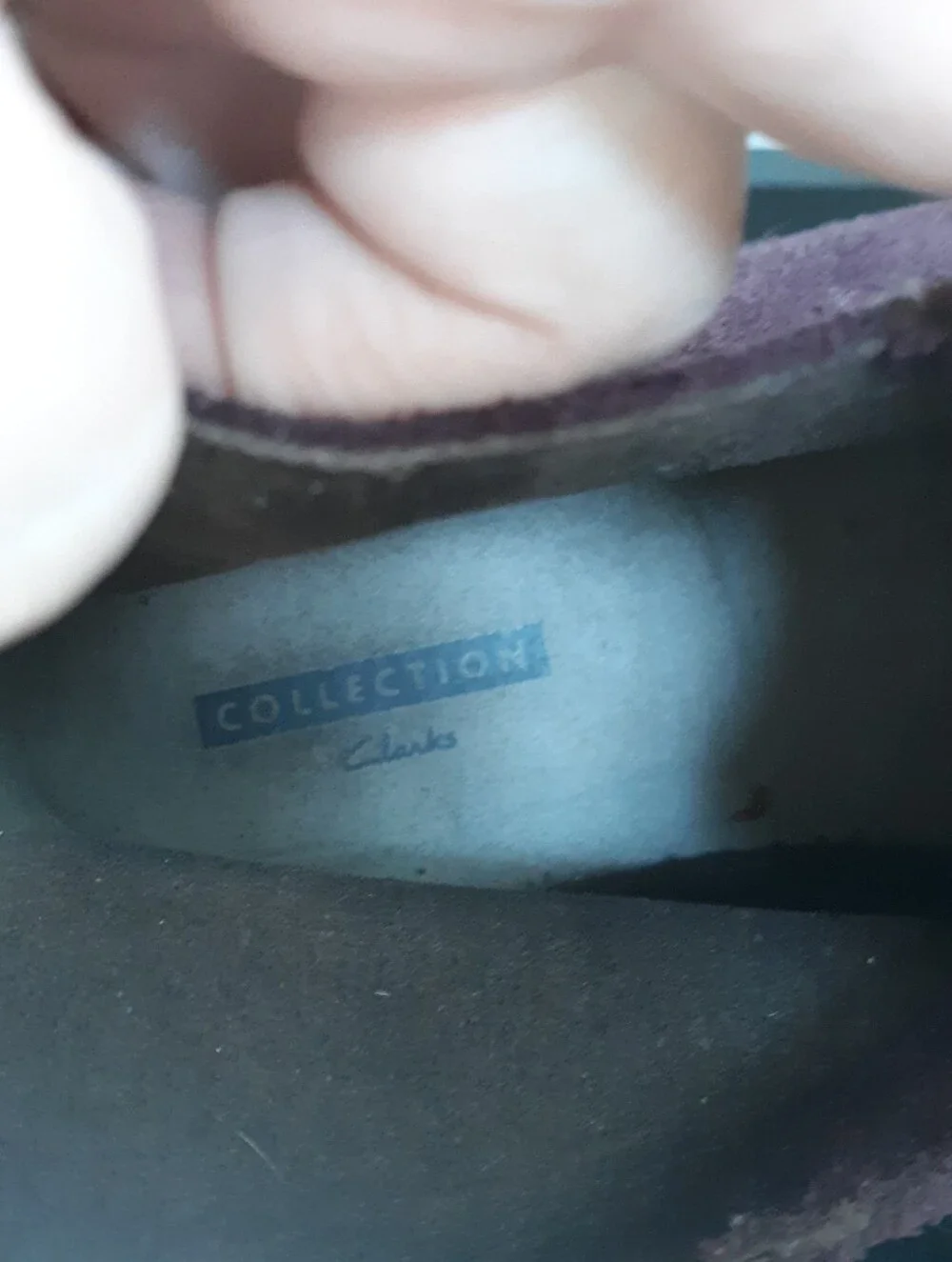 Clarks Bushacre Suede Men 8.5M Aubergine Purple Collegiate Varsity C Patch Flaw